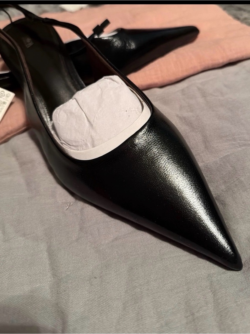 Zara Black Pointed Slingback Heels